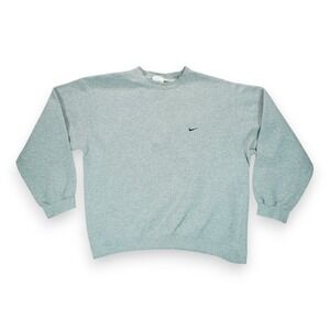 Vintage 90s Nike Sweatshirt Gray Large Crewneck Swoosh‎ USA Made Rare !!